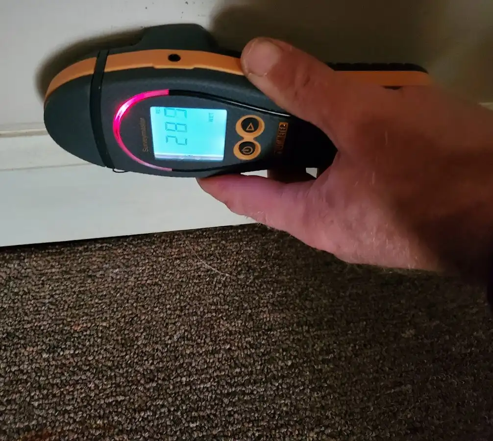 Moisture detection at baseboard during Burst Pipe Cleanup in DeFuniak Springs